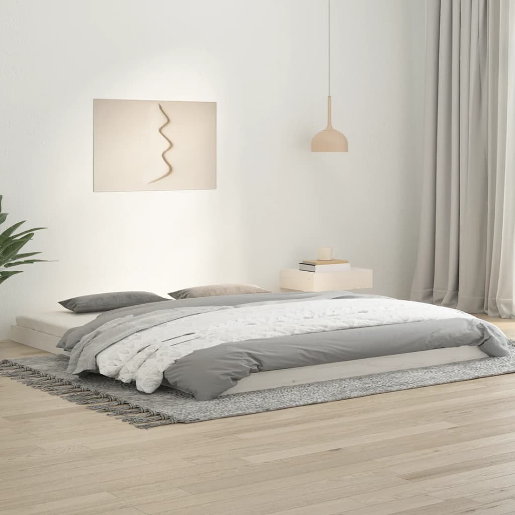 vidaXL gultas rāmis, balts, 180x200 cm, priedes masīvkoks, Super King