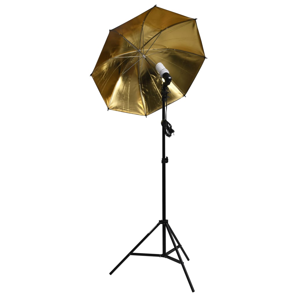 vidaXL fotostudijas komplekts – lampas, lietussargi, foni, reflektori