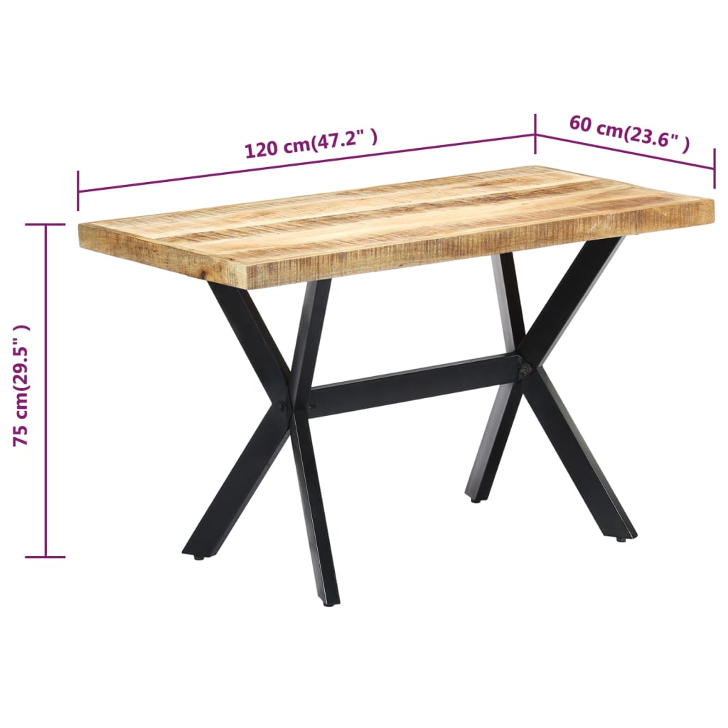 vidaXL virtuves galds, 120x60x75 cm, mango masīvkoks