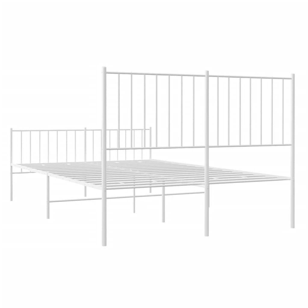 vidaXL gultas rāmis ar galvgali un kājgali, balts metāls, 120x190 cm