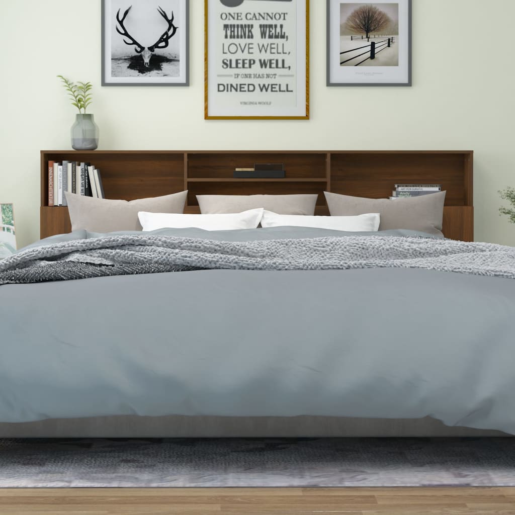 vidaXL gultas galvgalis ar plauktu, ozolkoka krāsa, 220x19x103,5 cm