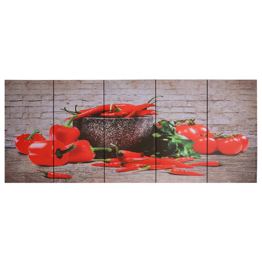 vidaXL audekla sienas gleznu komplekts, paprika, krāsaina, 200x80 cm
