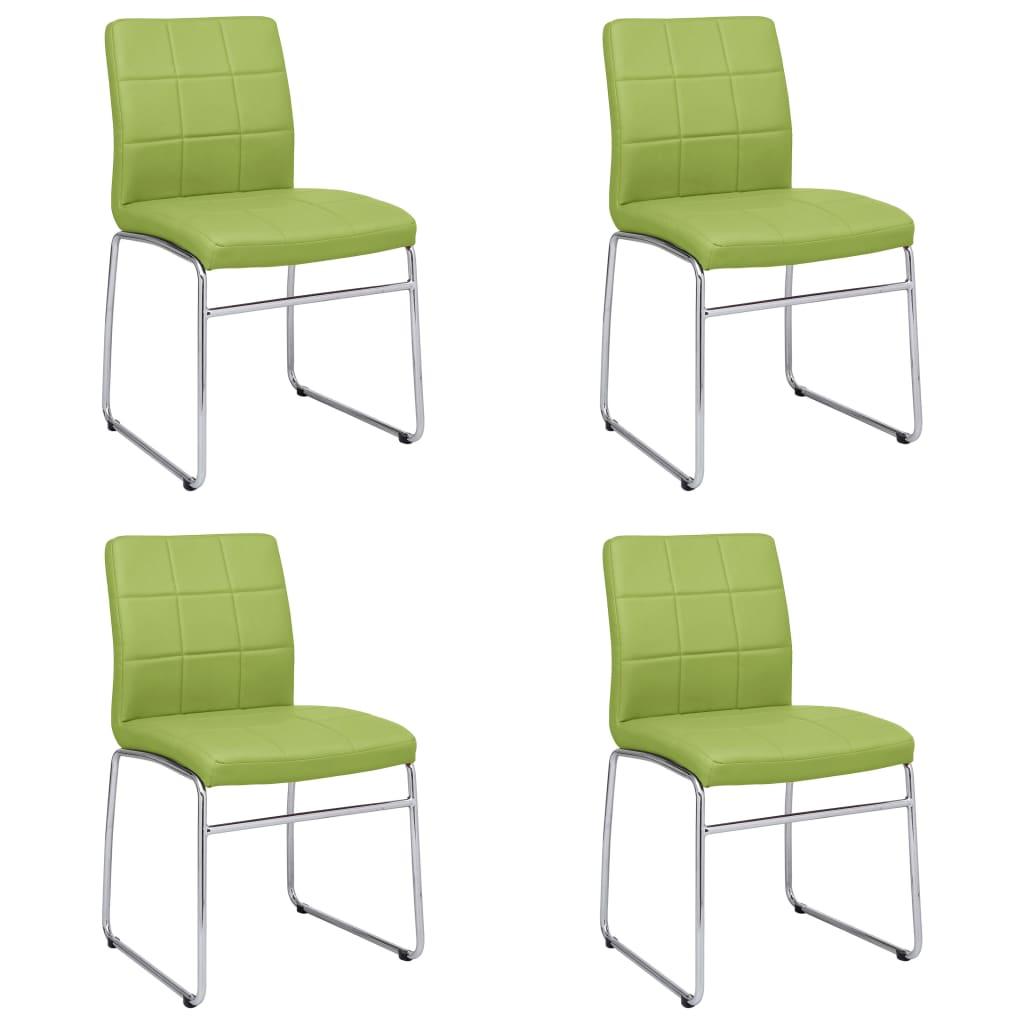 vidaXL virtuves krēsli, 4 gab., zaļa mākslīgā āda