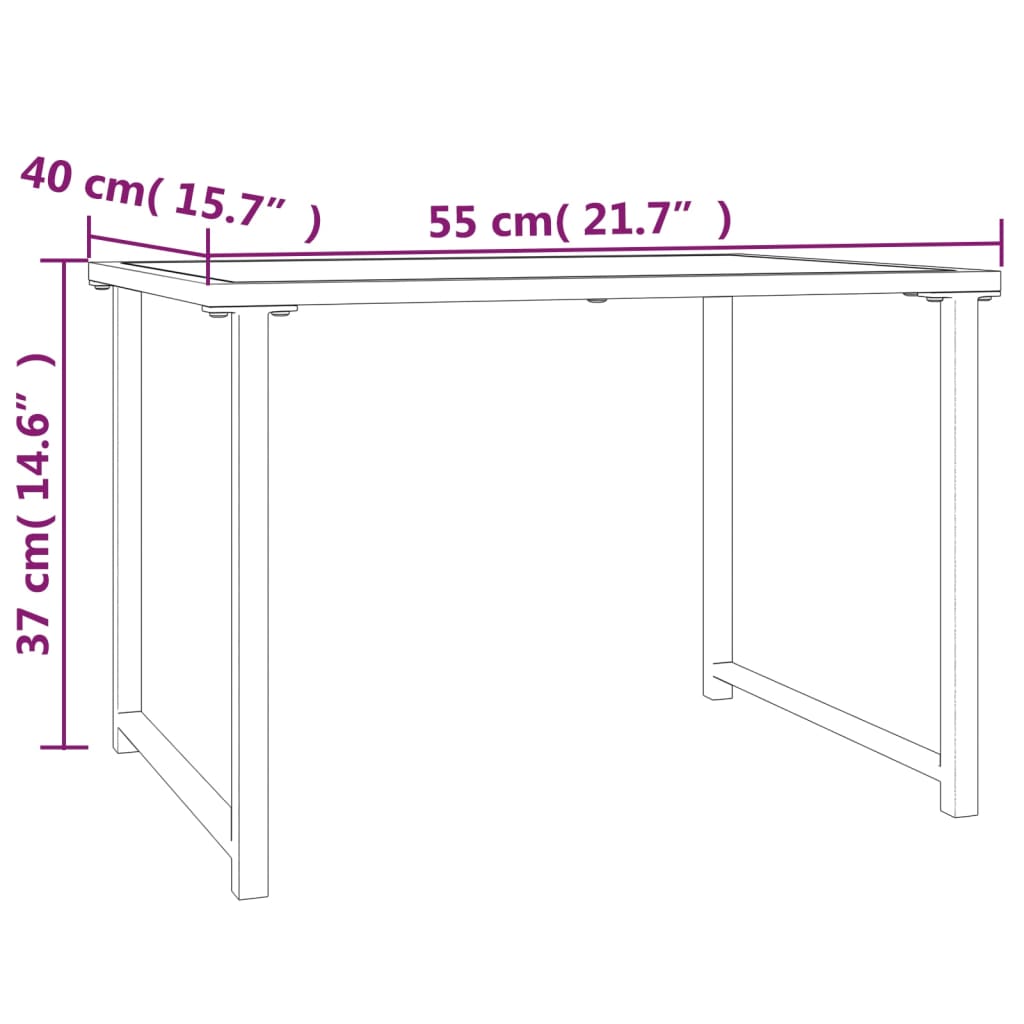 vidaXL dārza galds, antracītpelēks, 55x40x37 cm, tērauds
