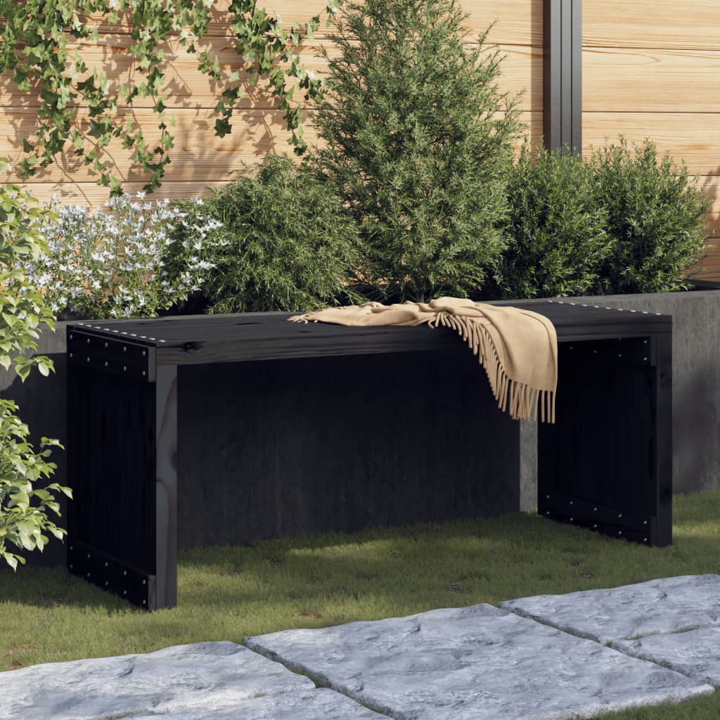 vidaXL dārza sols, pagarināms, melns, 82,5x35x45 cm, priedes masīvkoks