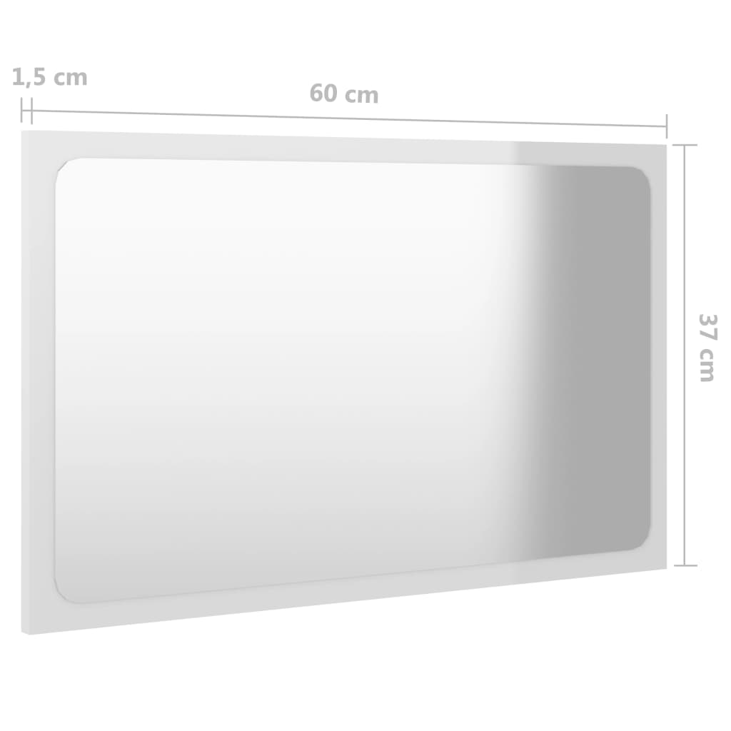 vidaXL vannasistabas spogulis, spīdīgi balts, 60x1,5x37 cm