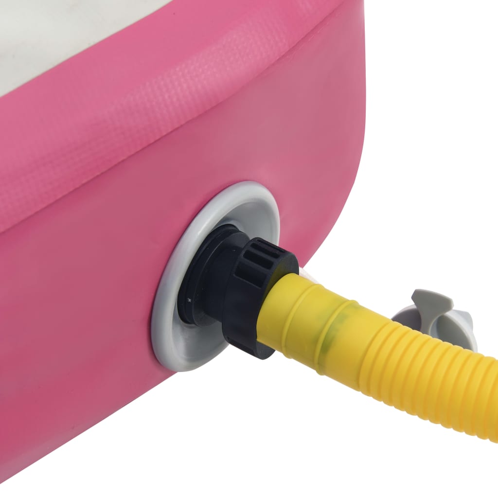 vidaXL piepūšams vingrošanas paklājs ar pumpi, 700x100x20 cm, rozā PVC