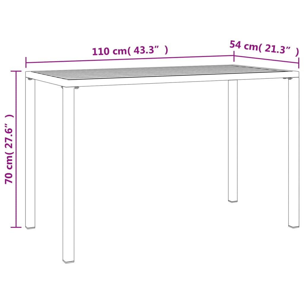 vidaXL dārza galds, antracītpelēks, 110x54x70 cm, tērauds