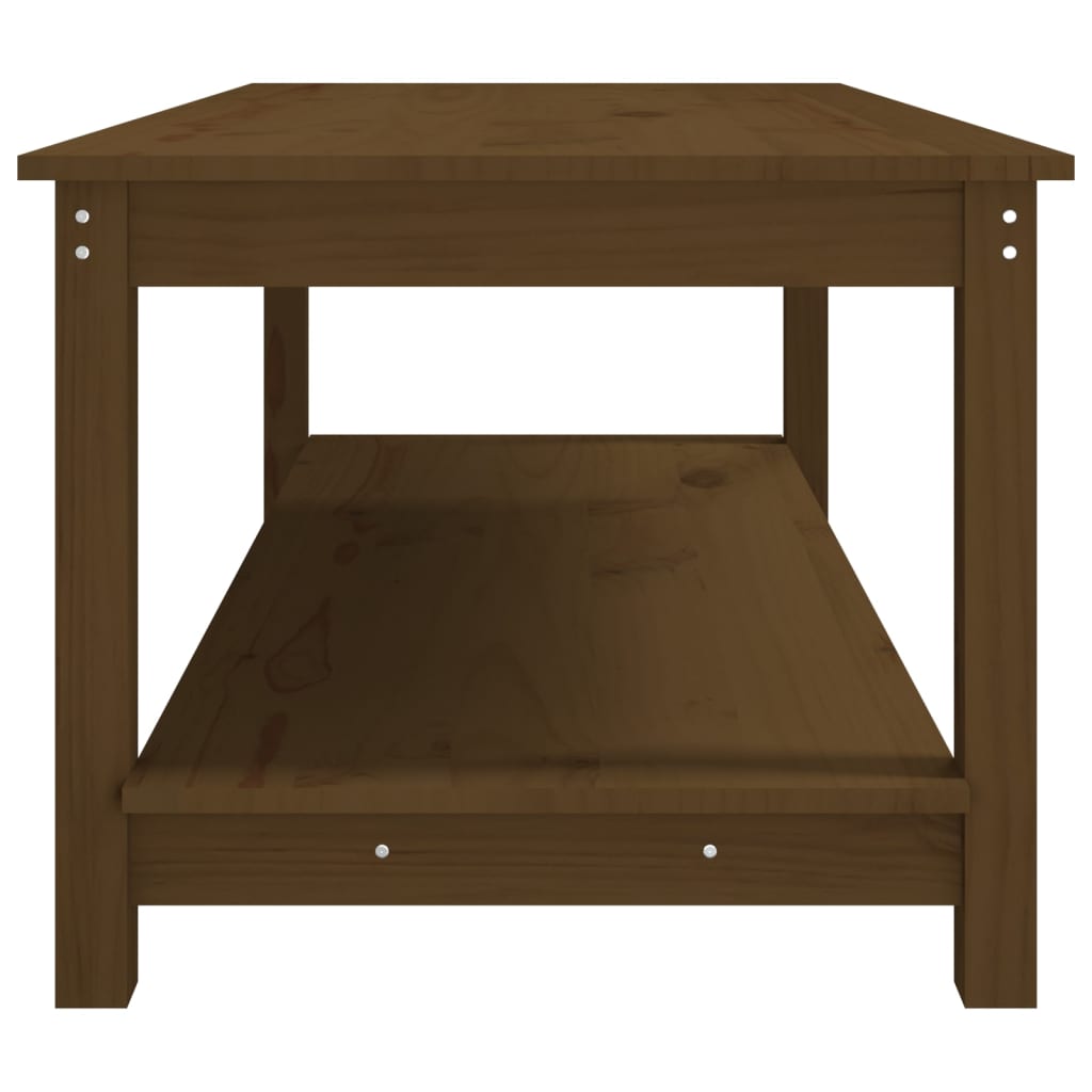 vidaXL kafijas galdiņš, medus brūns, 110x55x45 cm, priedes masīvkoks