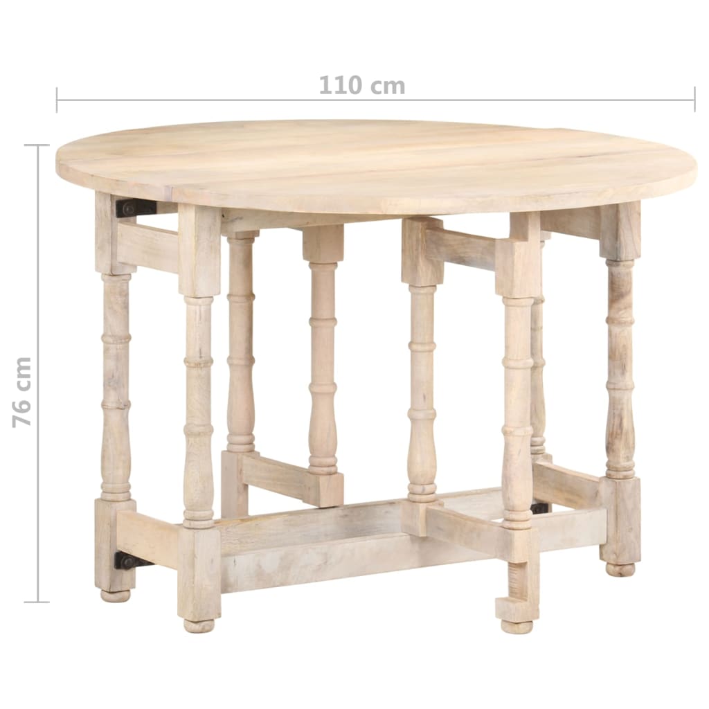 vidaXL virtuves galds, apaļš, 110x76 cm, mango masīvkoks