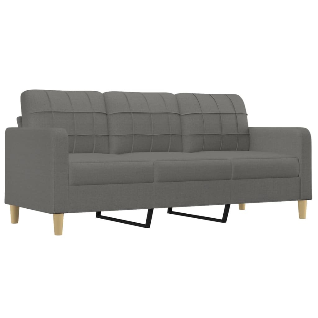 vidaXL trīsvietīgs dīvāns ar kājsoliņu, 180 cm, tumši pelēks audums