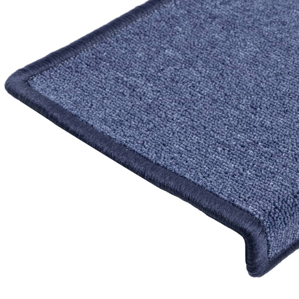 vidaXL kāpņu paklāji, 10 gab., 65x21x4 cm, zili