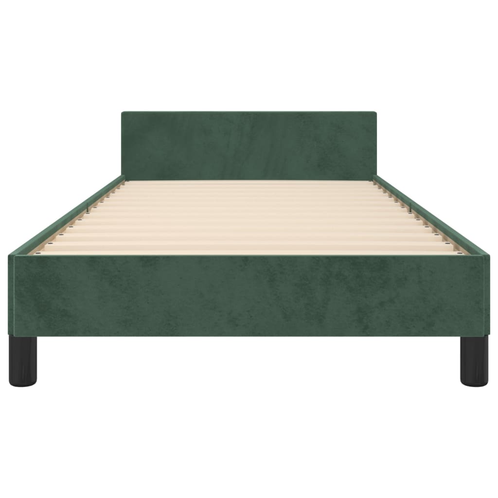 vidaXL gultas rāmis ar galvgali, tumši zaļš samts, 80x200 cm