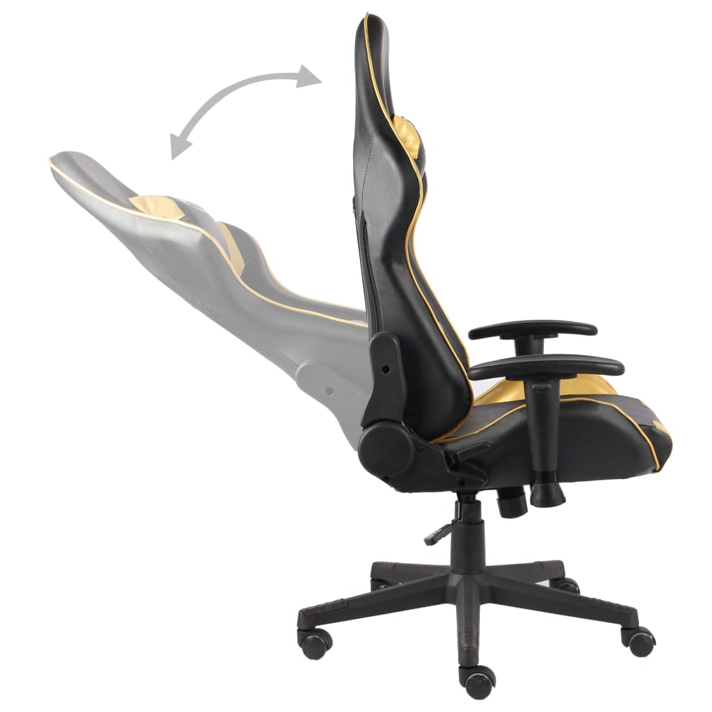 vidaXL datorspēļu krēsls, grozāms, zelta krāsā, PVC