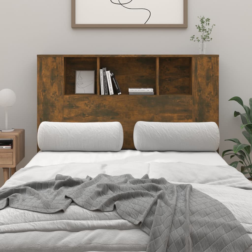 vidaXL gultas galvgalis ar plauktu, ozolkoka krāsa, 120x18,5x102,5 cm