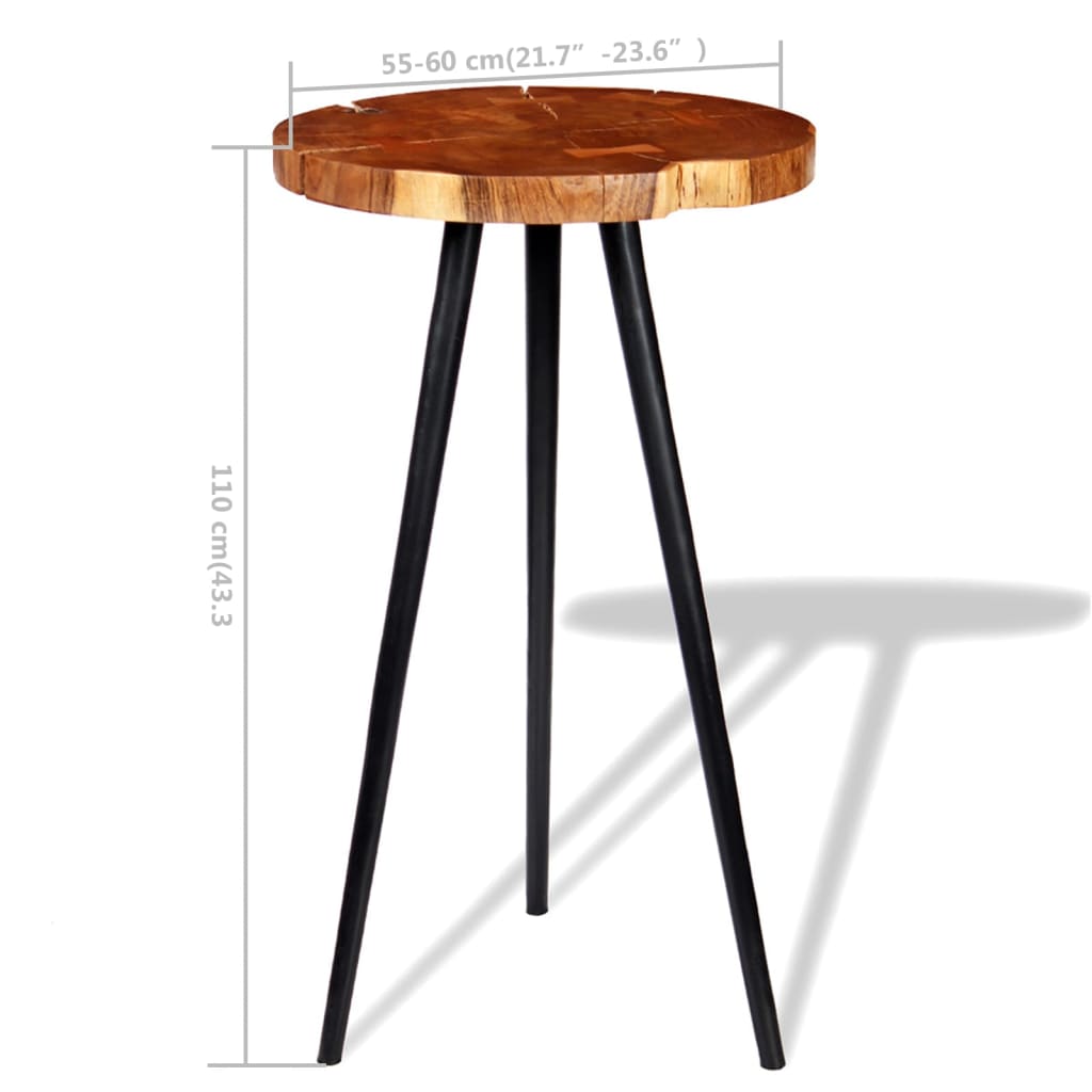 vidaXL bāra galds, apaļkoka ripas, (55-60)x110 cm, akācijas masīvkoks