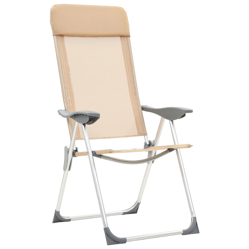 vidaXL kempinga krēsli, 2 gab., krēmkrāsā, alumīnijs, salokāmi