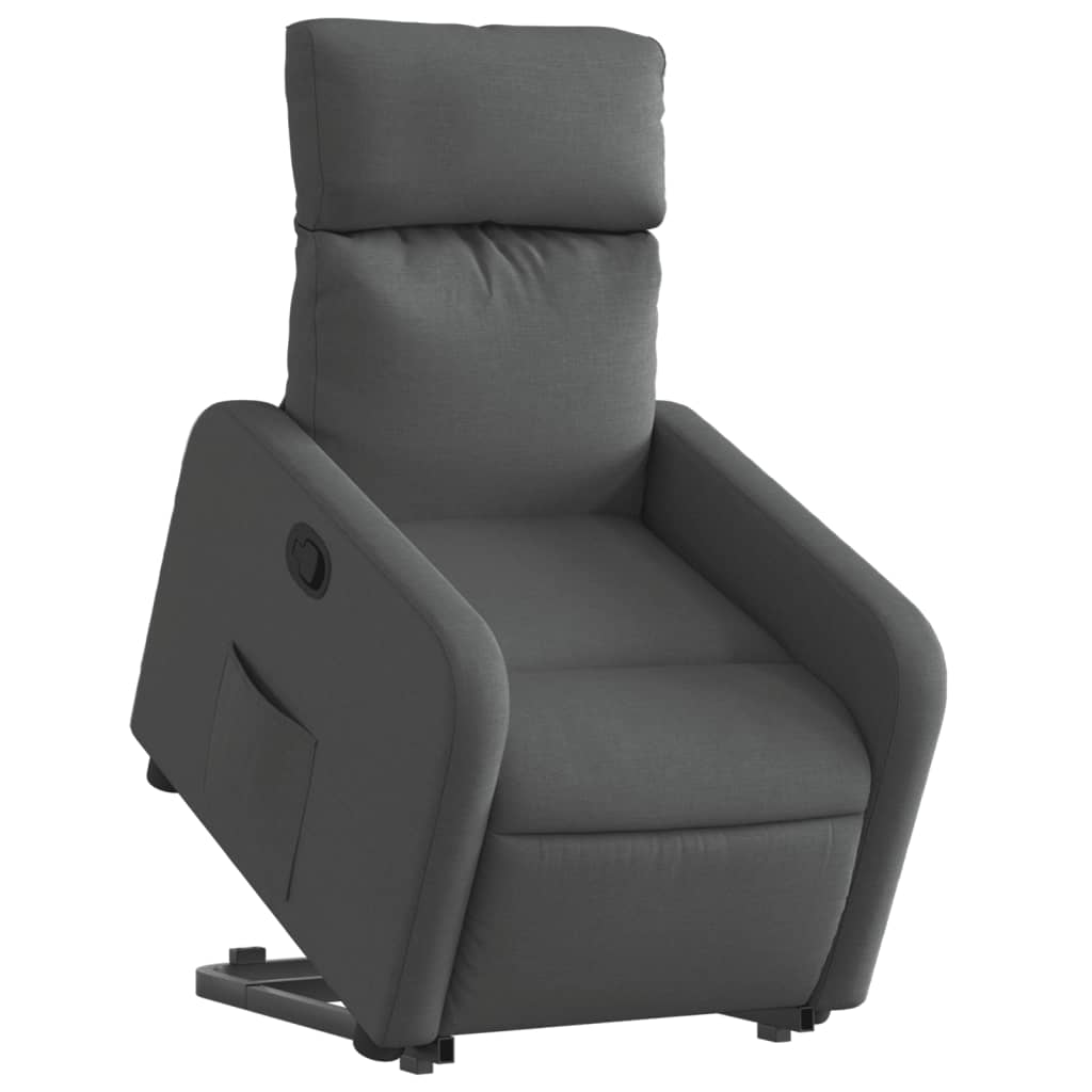 vidaXL atpūtas krēsls, paceļams, atgāžams, tumši pelēks audums
