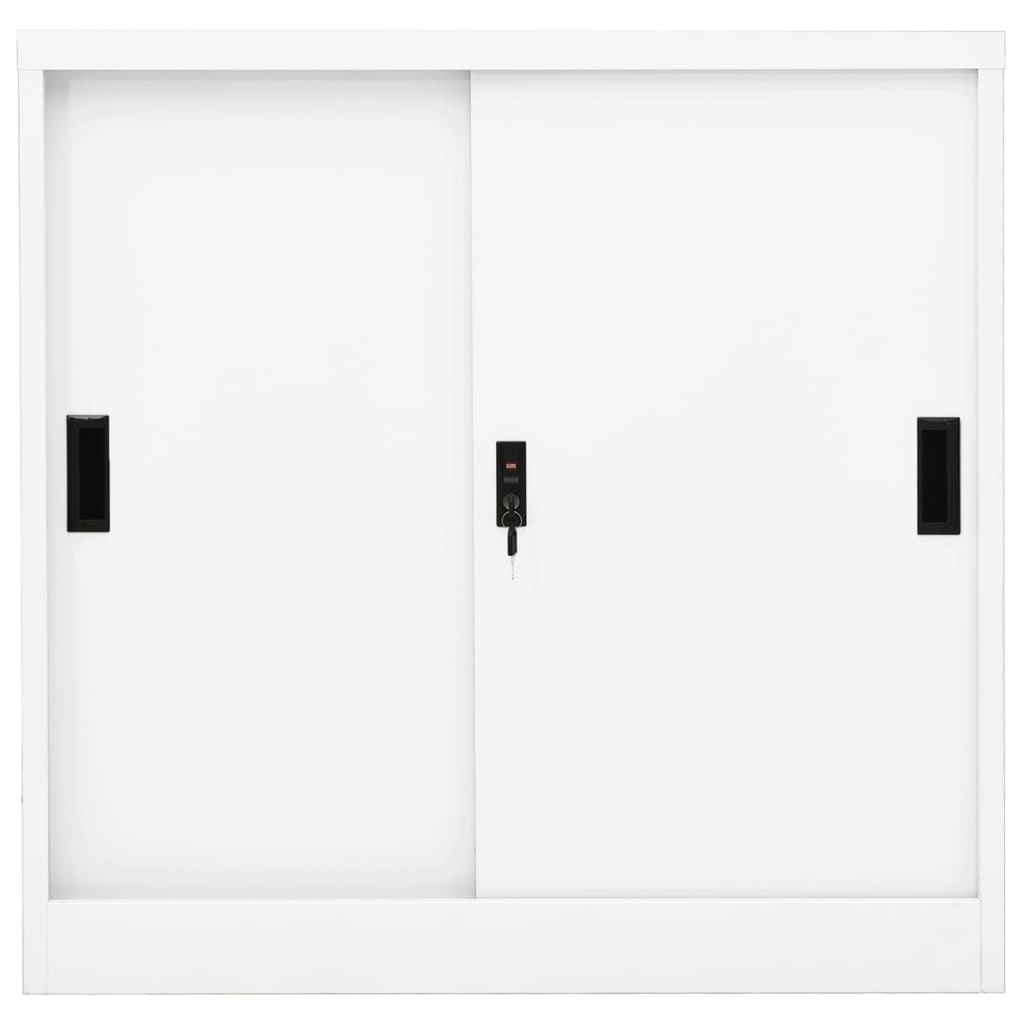 vidaXL biroja skapis ar bīdāmām durvīm, 90x40x90 cm, balts tērauds