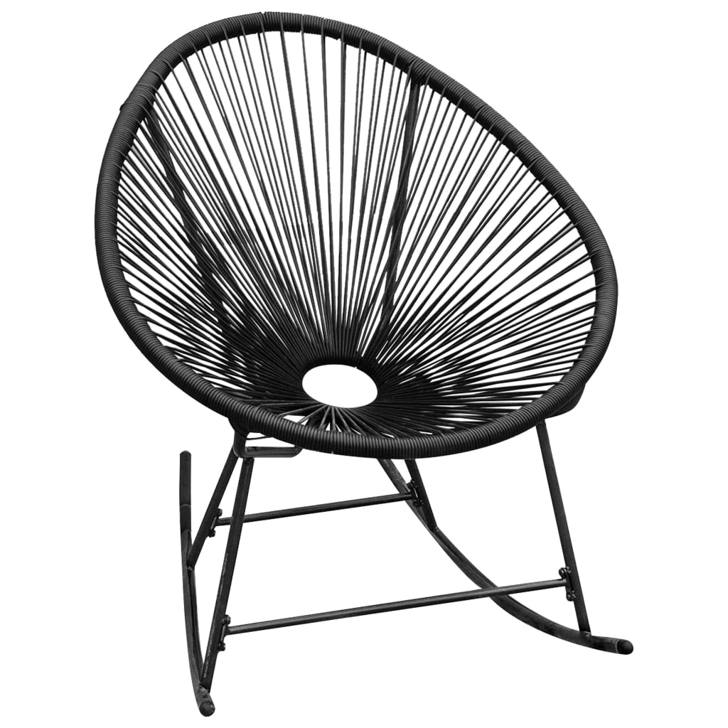 vidaXL dārza šūpuļkrēsls, melns, PE rotangpalma