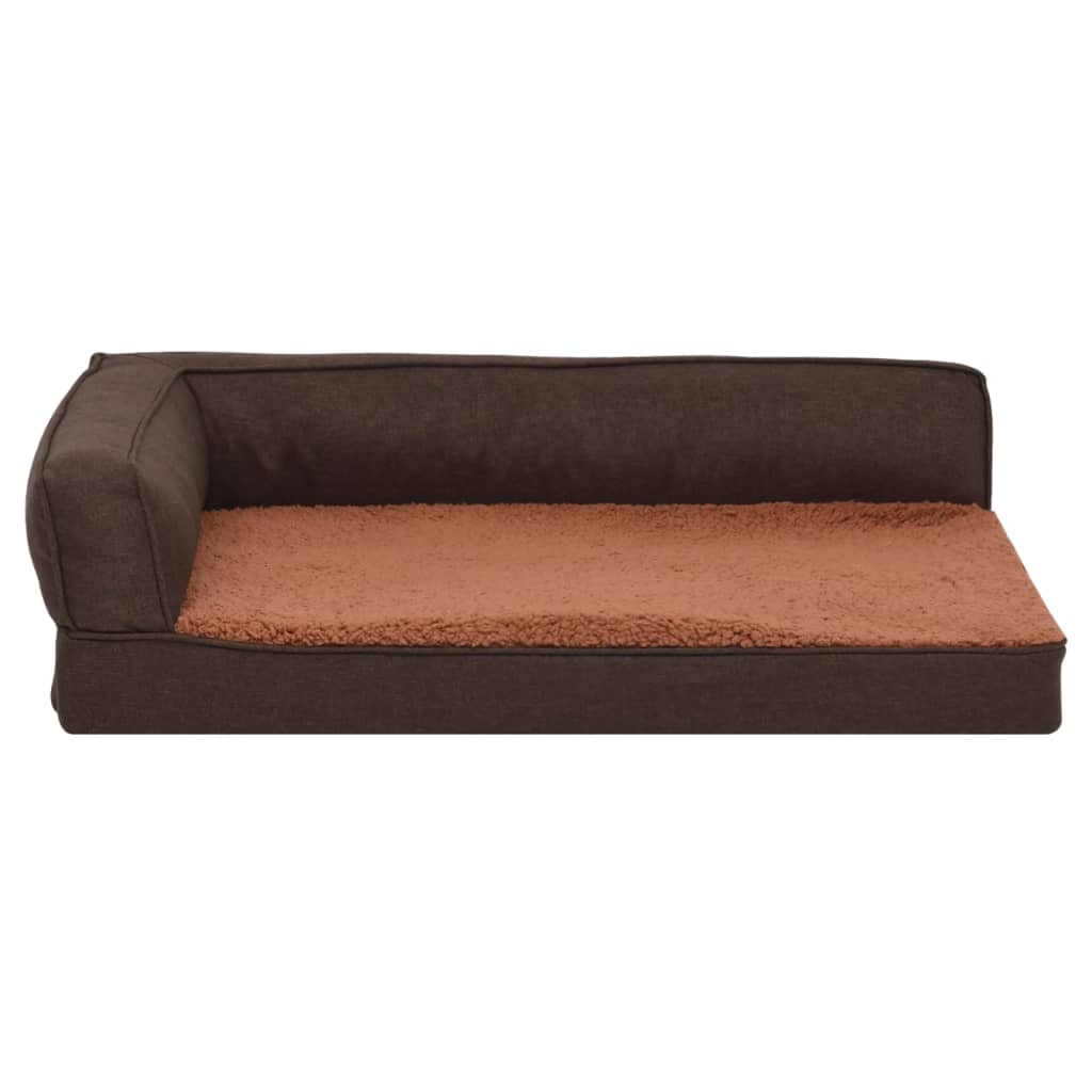 vidaXL ergonomiska suņu gulta, 75x53 cm, lina dizains, flīss, brūna