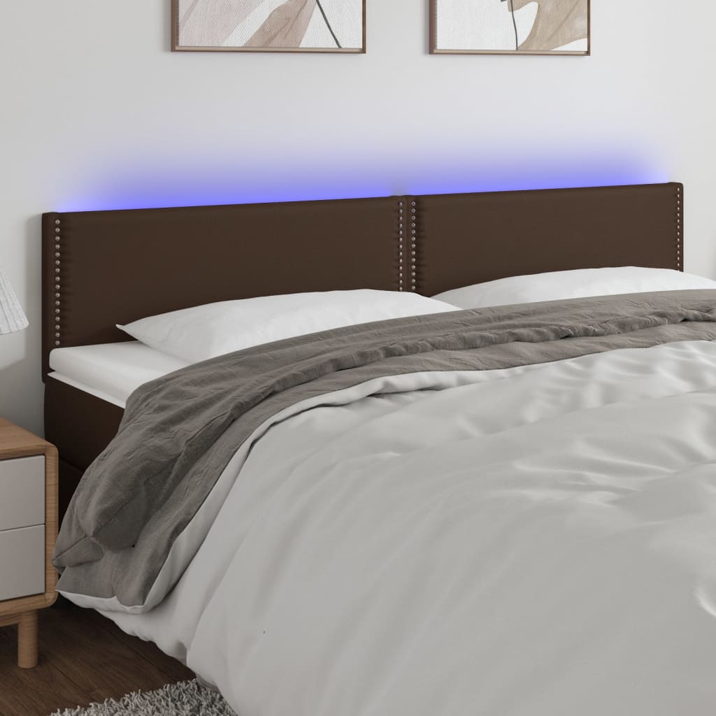 vidaXL gultas galvgalis ar LED, 180x5x78/88 cm, brūna mākslīgā āda