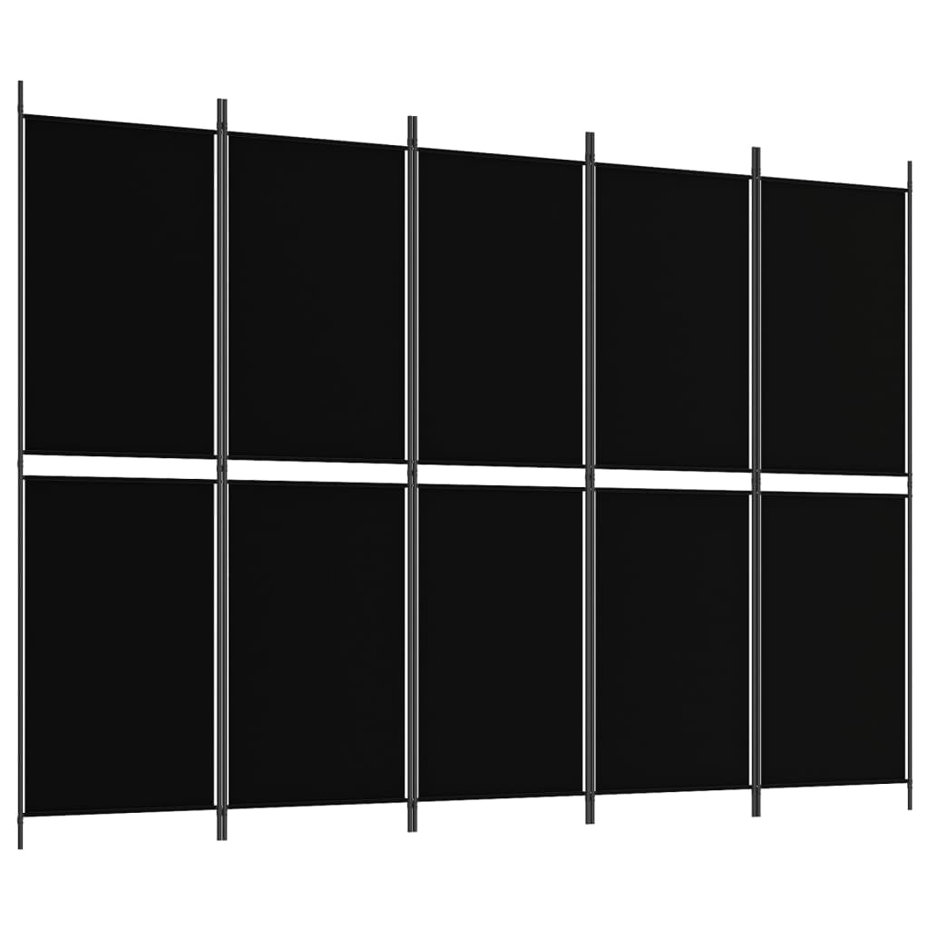 vidaXL 5-paneļu istabas aizslietnis, 250x180 cm, melns audums