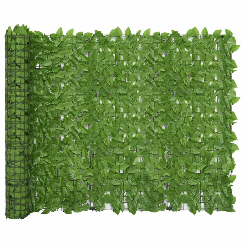 vidaXL balkona aizslietnis ar zaļām lapām, 500x150 cm