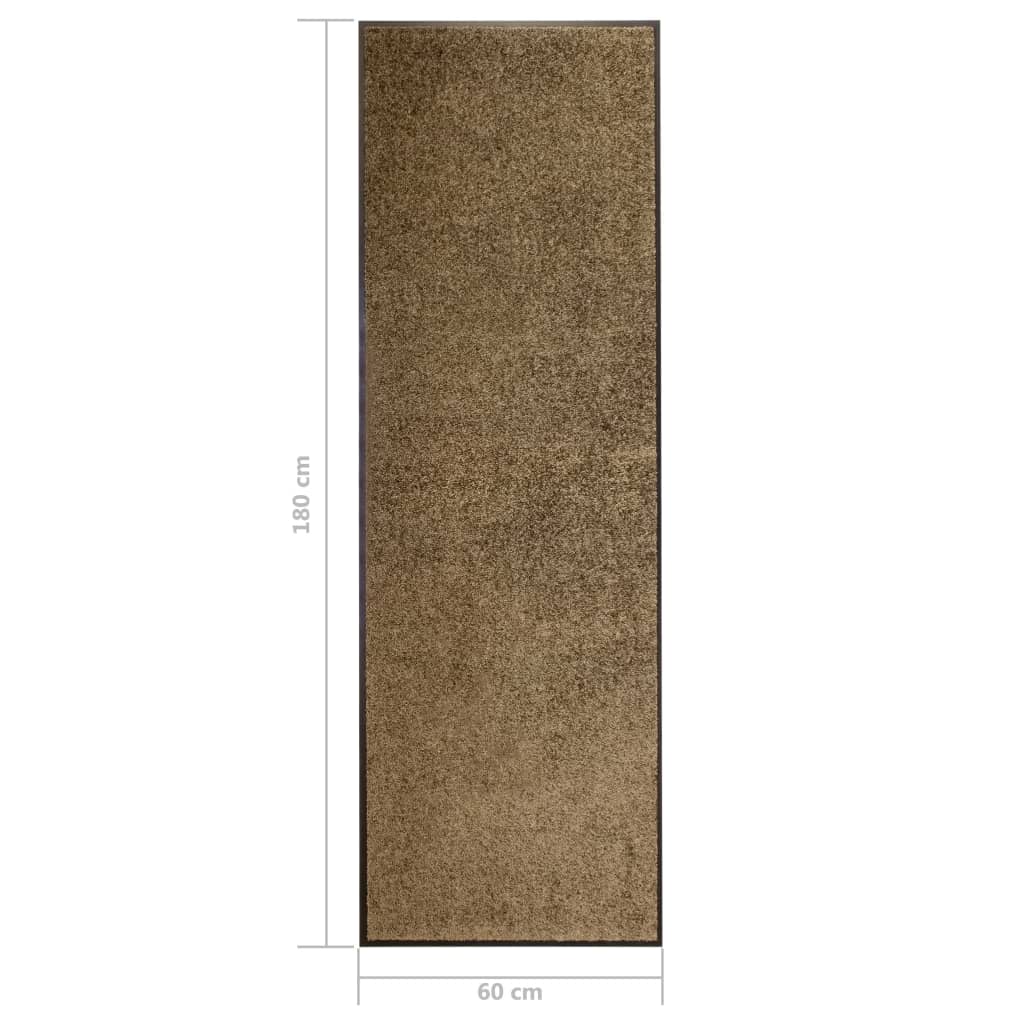 vidaXL durvju paklājs, mazgājams, brūns, 60x180 cm