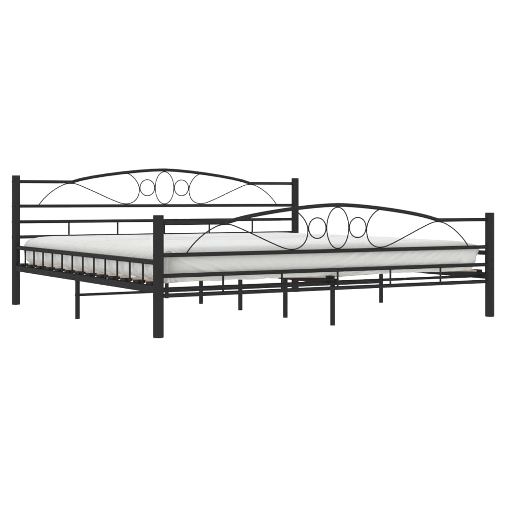 vidaXL gultas rāmis, melns tērauds, 200x200 cm