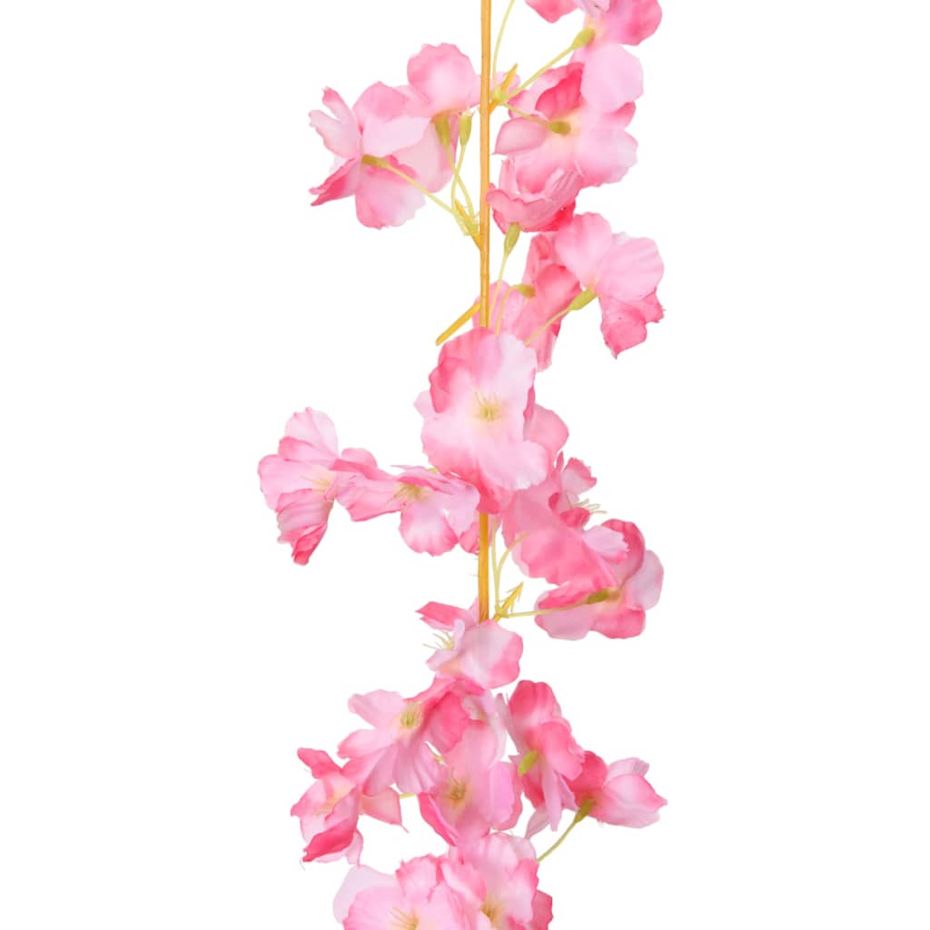vidaXL mākslīgo ziedu vītnes, 6 gab., tumši rozā, 180 cm