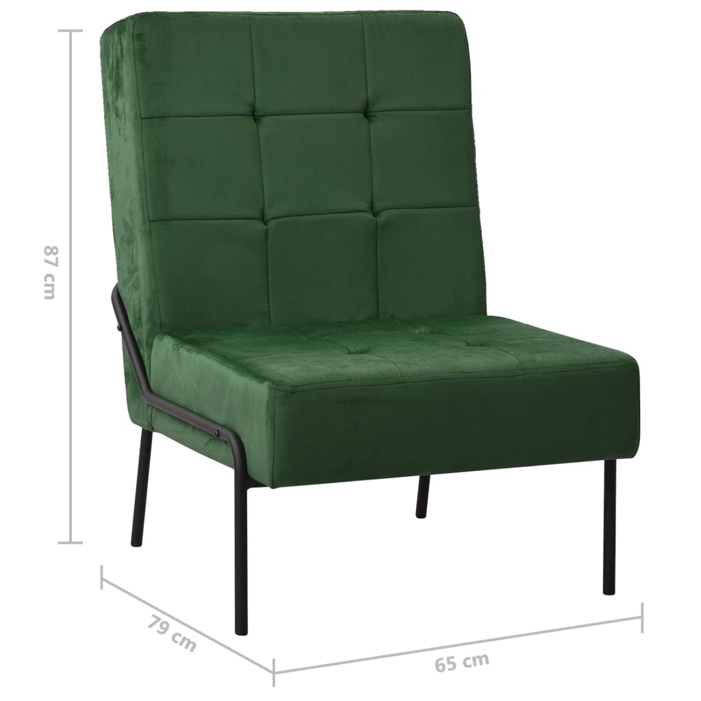 vidaXL atpūtas krēsls, 65x79x87 cm, tumši zaļš samts