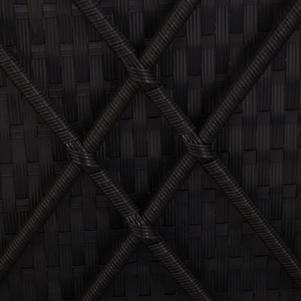 vidaXL sauļošanās zvilnis ar jumtiņu un matraci, melna PE rotangpalma