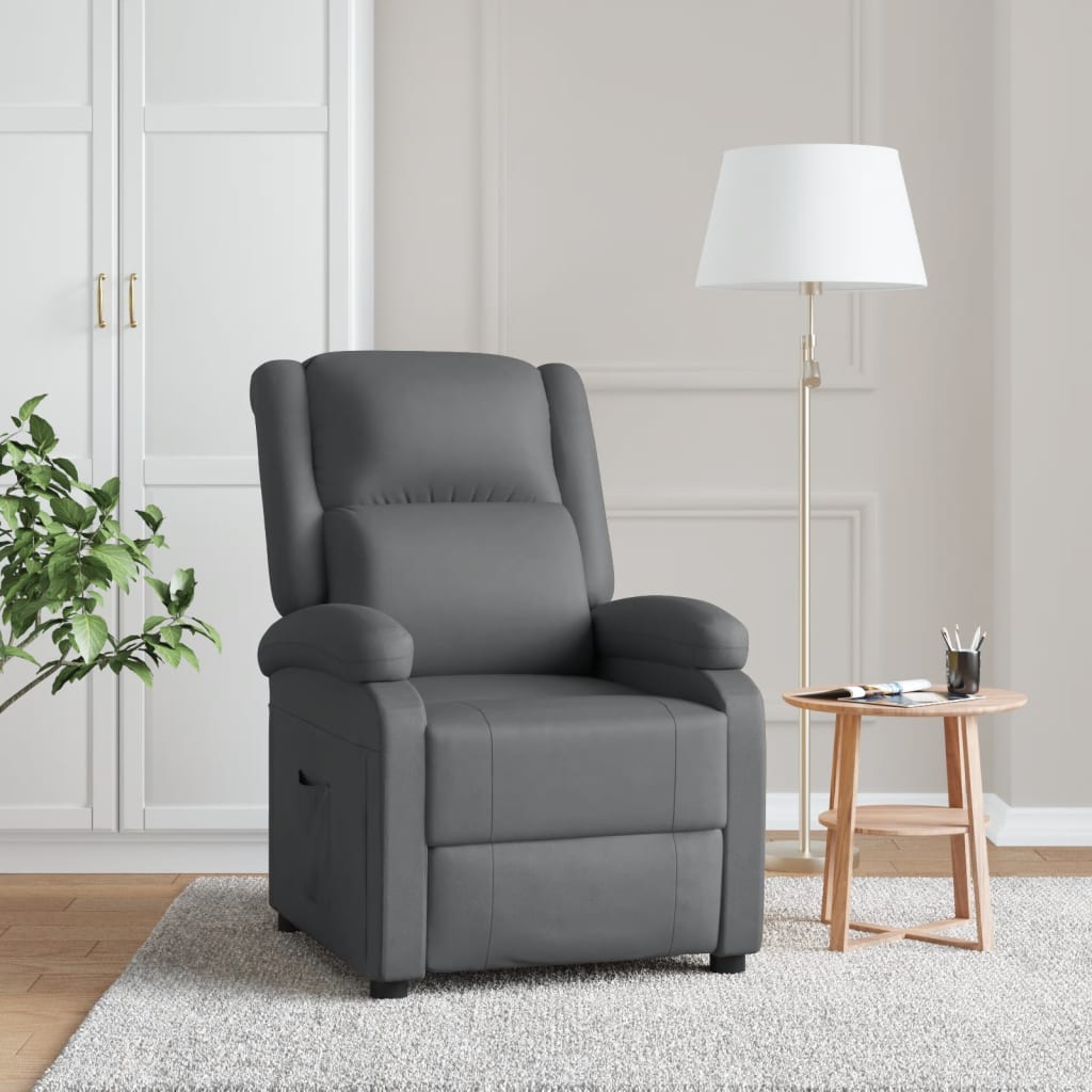 vidaXL atpūtas krēsls, atgāžams, antracītpelēka mākslīgā āda