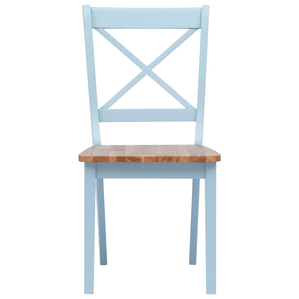 vidaXL virtuves krēsli, 6 gab., balti ar dabīgu, gumijas masīvkoks