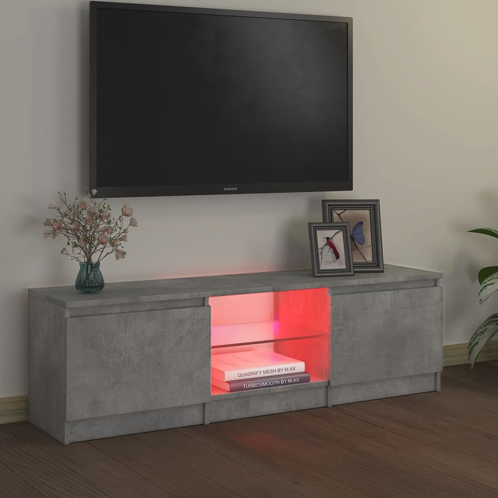 vidaXL TV skapītis ar LED lampiņām, 120x30x35,5 cm, betona pelēks