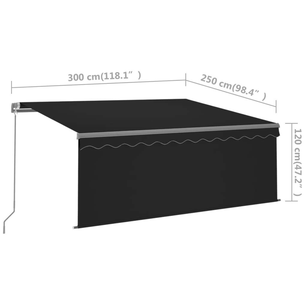 vidaXL izvelkama markīze ar žalūziju, 3x2,5 m, manuāla, antracītpelēka
