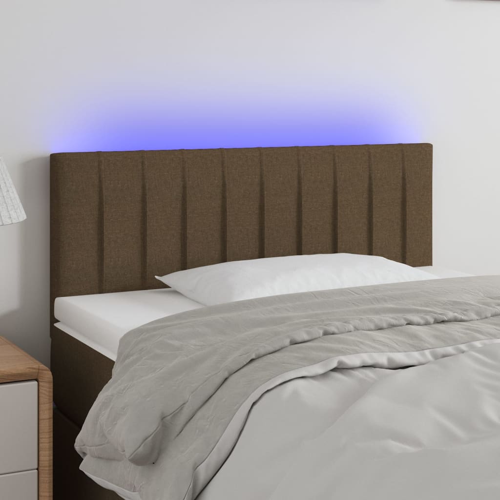 vidaXL gultas galvgalis ar LED, 80x5x78/88 cm, tumši brūns audums