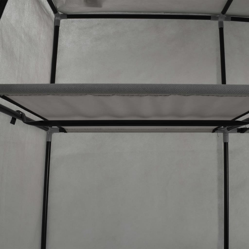 vidaXL auduma skapis ar nodalījumiem, stieņiem, pelēks, 150x45x175 cm