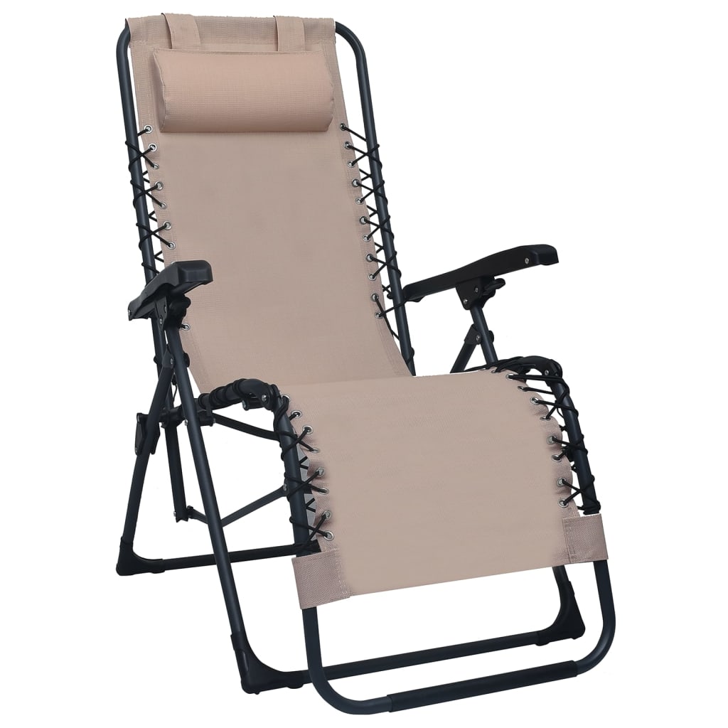 vidaXL salokāmi pludmales krēsli, 2 gab., pelēkbrūns tekstilēns