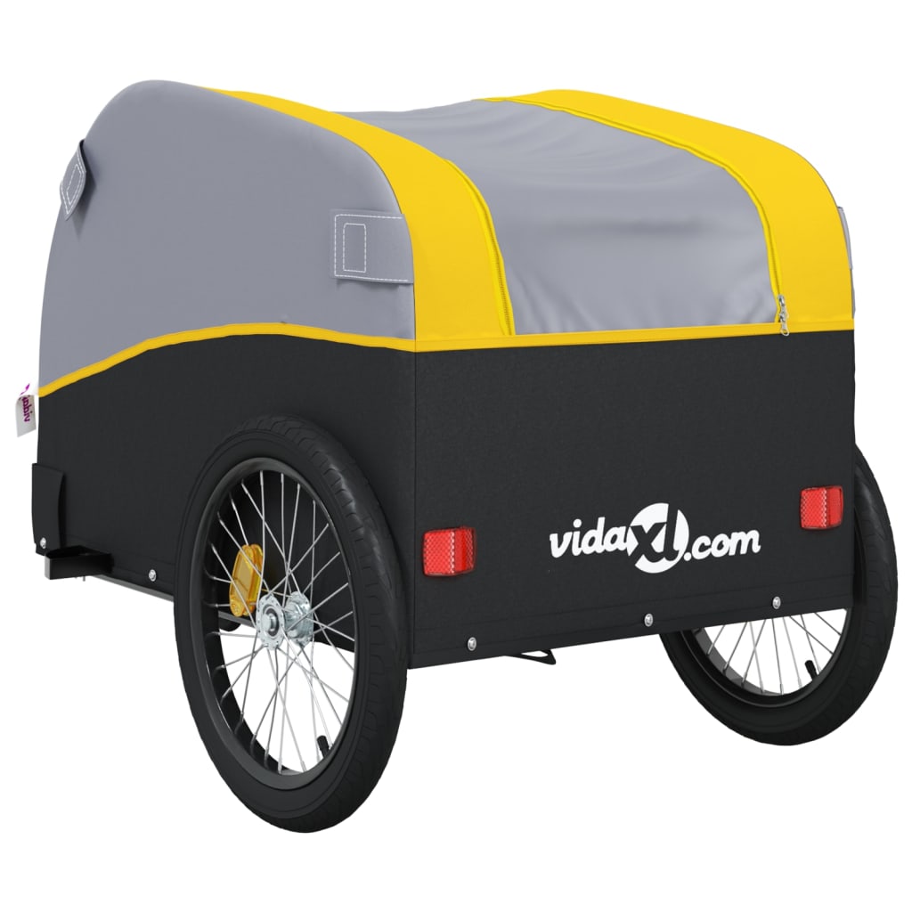 vidaXL velosipēda piekabe, 45 kg, melna un dzeltena, dzelzs