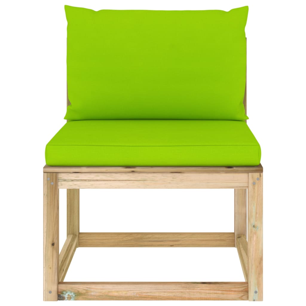 vidaXL vidējais dārza dīvāns ar matračiem, zaļi impregnēta priede