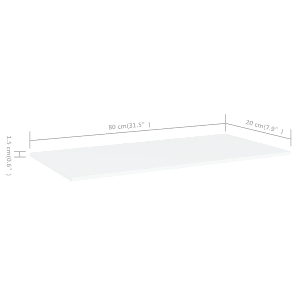 vidaXL plauktu dēļi, 8 gab., balti, 80x20x1,5 cm, skaidu plāksne