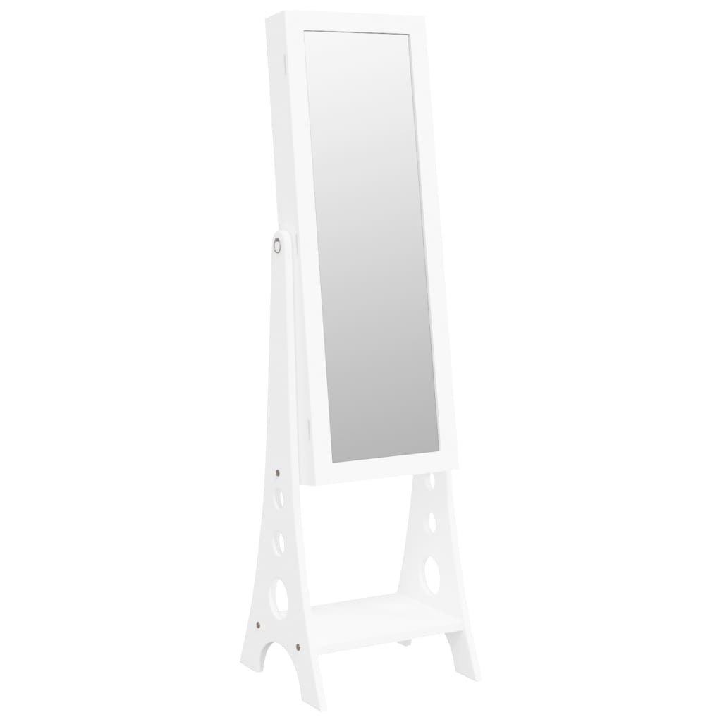 vidaXL rotaslietu skapis ar spoguli, LED gaismas, brīvi stāvošs, balts