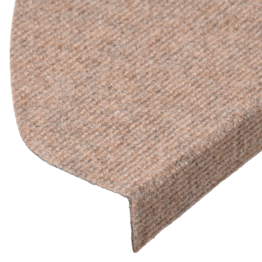 vidaXL kāpņu paklāji, 15 gab., pašlīmējoši, 65x22,5x3,5 cm, bēši