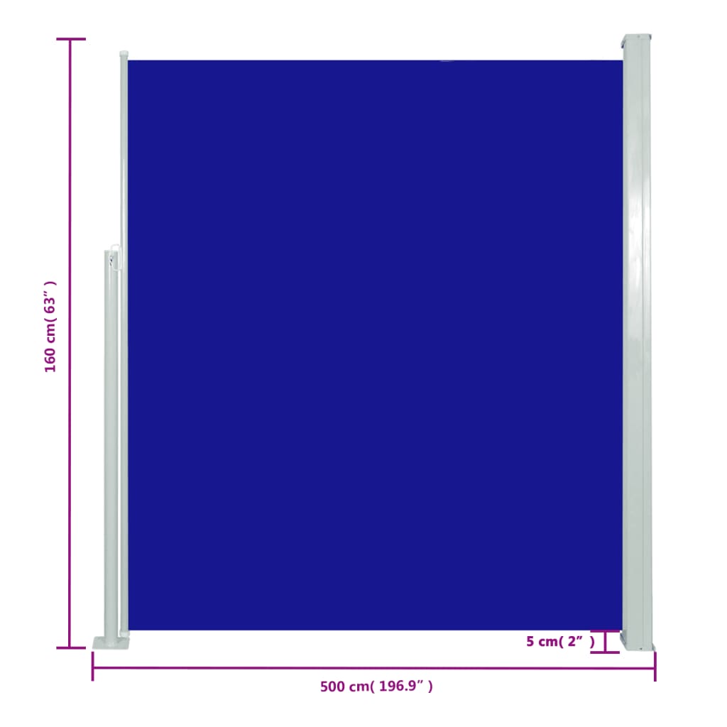 vidaXL izvelkama sānu markīze, 160 x 500 cm, zila