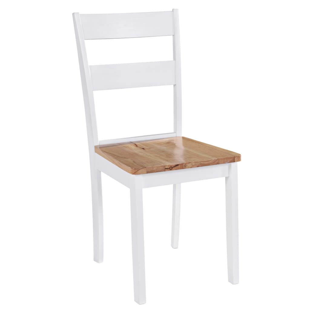 vidaXL virtuves krēsli, 4 gab., balti, masīvs gumijkoks