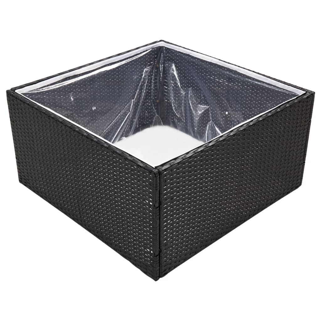 vidaXL dārza puķu kaste, 80x80x40 cm, melna polietilēna rotangpalma