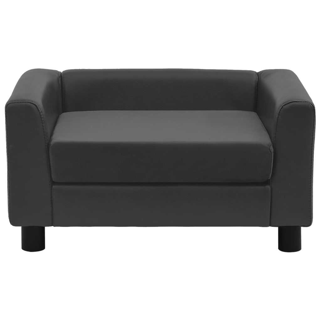 vidaXL suņu dīvāns, tumši pelēks, 60x43x30 cm, plīšs, mākslīgā āda