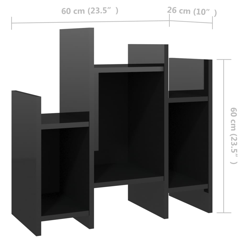 vidaXL plaukts, spīdīgi melns, 60x26x60 cm, skaidu plāksne